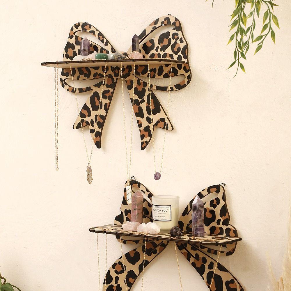 INS Leopard Bow Wall Shelf Wall Mounted Floating Storage Stand Hanging Jewelry Organizers Office