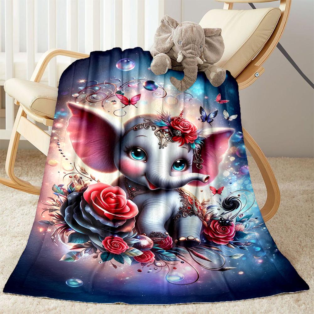 Colorful Elephant Garden Blanket Suitable for Offices, Travel, Living Rooms Also a Good Gift for Friends and Family Suitable for All Seasons.