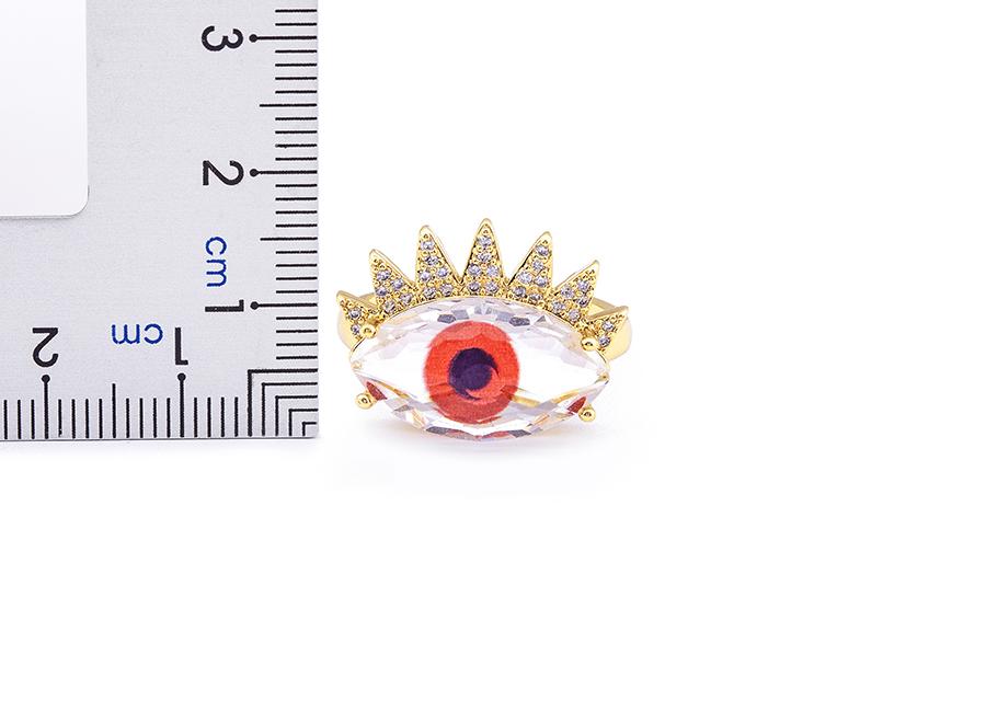 Nidin Trendy Bohemian Lucky Colorful Evil Eye Transparent Rhinestone Opening Adjustable Ring Womem Elegant Jewelry Fine Gift