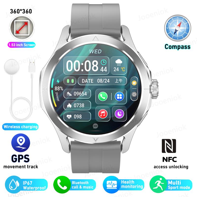 New Compass Watch S4 Smartwatch Sport Version Professional Smart Watch  Men NFC GPS Tracker Bluetooth Call Smartwatch Xiaomi Watch S4 серый
