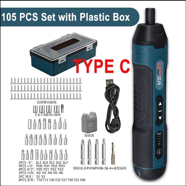 2 Nm 3,6 V 200 U/min Elektrischer Schraubendreher, kleiner kabelloser Schraubendreher, Bohrer-Schraubendreher-Set, wiederaufladbarer Elektriker-Schraubendreher