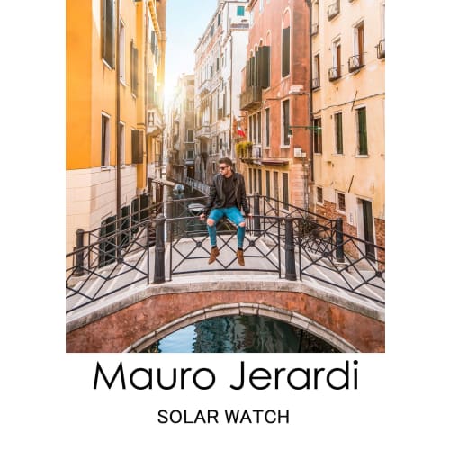 Mauro Geraldi Solar Watch with 1 Diamond, Tungsten Calendar, MJ032-2, Gold