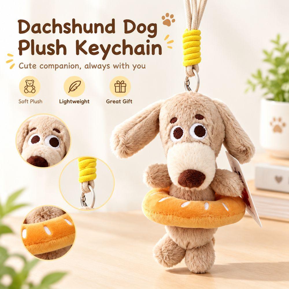 Brown Dachshund Sausage Dog Plush Pendant Plush Material Stuffed Animal Charm Backpack Charm