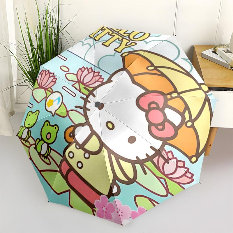 1pc Hello Kitty Automatic Opening/Closing Umbrella with Portable Tri-Fold Design, 8-Bone Iron Frame Outdoor Umbrella - Perfect Gift for Fans, Traveler