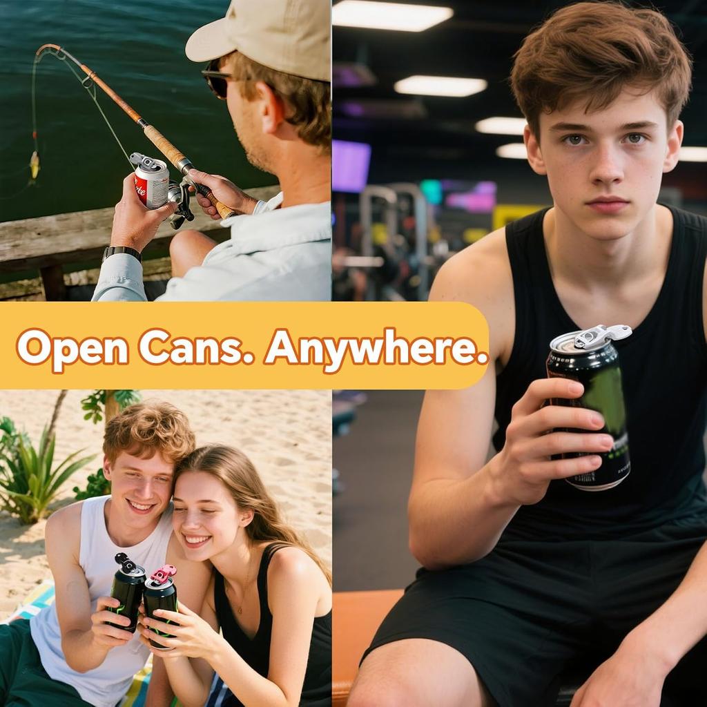 6-Pack Soda Can Openers & Soda can lids, Drink Protector aps, Fits All Standard Soda & Beer Cans | Parties, BBQ, Camping, Outdoor Work, 6 Bright