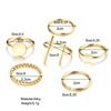 6 Pcs/set Rings Creative Love-shaped Geometric Open Band Ring Cold Style Joint Ring Set