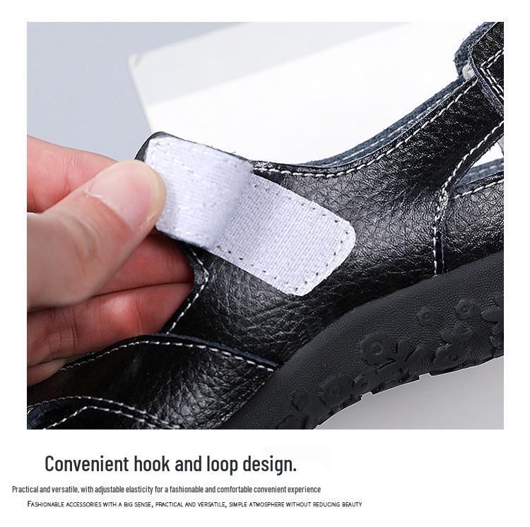 Women's Summer Genuine Leather Moccasins: Casual Sandals with Hollow Design - Perfect for Moms and Nurses