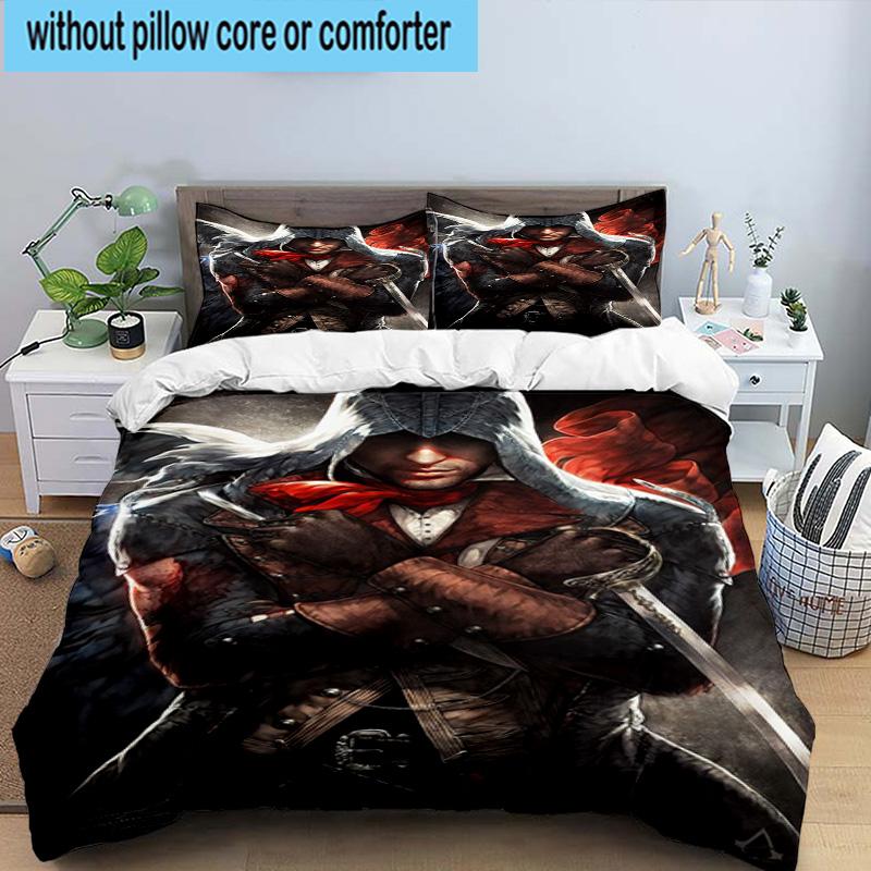 1PC Assass Warrior 3pcs Bedding,Including 1pc Duvet Cover And 2pcs Pillowcases Perfect for Christmas,Ideal for Bedroom, Dormitory