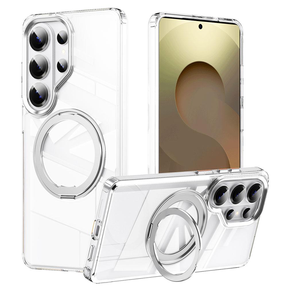 For Samsung Galaxy S26 Ultra Magnetic Case TPU + Acrylic + Metal Kickstand Matte Phone Cover