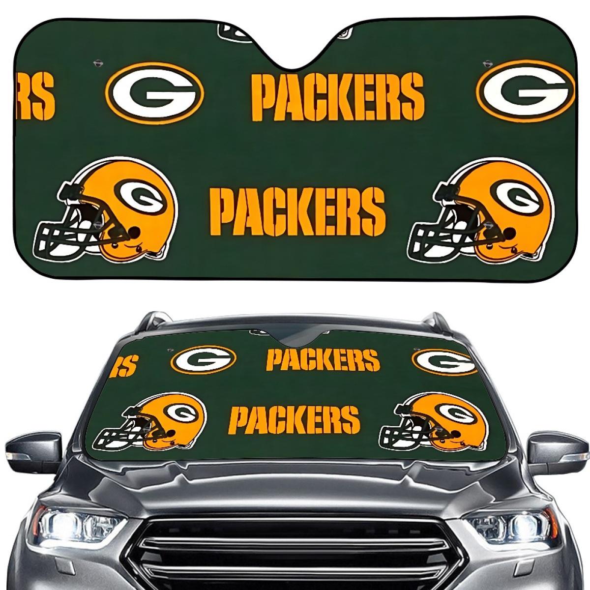 

Custom Aluminum Foil Car Sunshade with Green Bay Packaging Workers Team Design