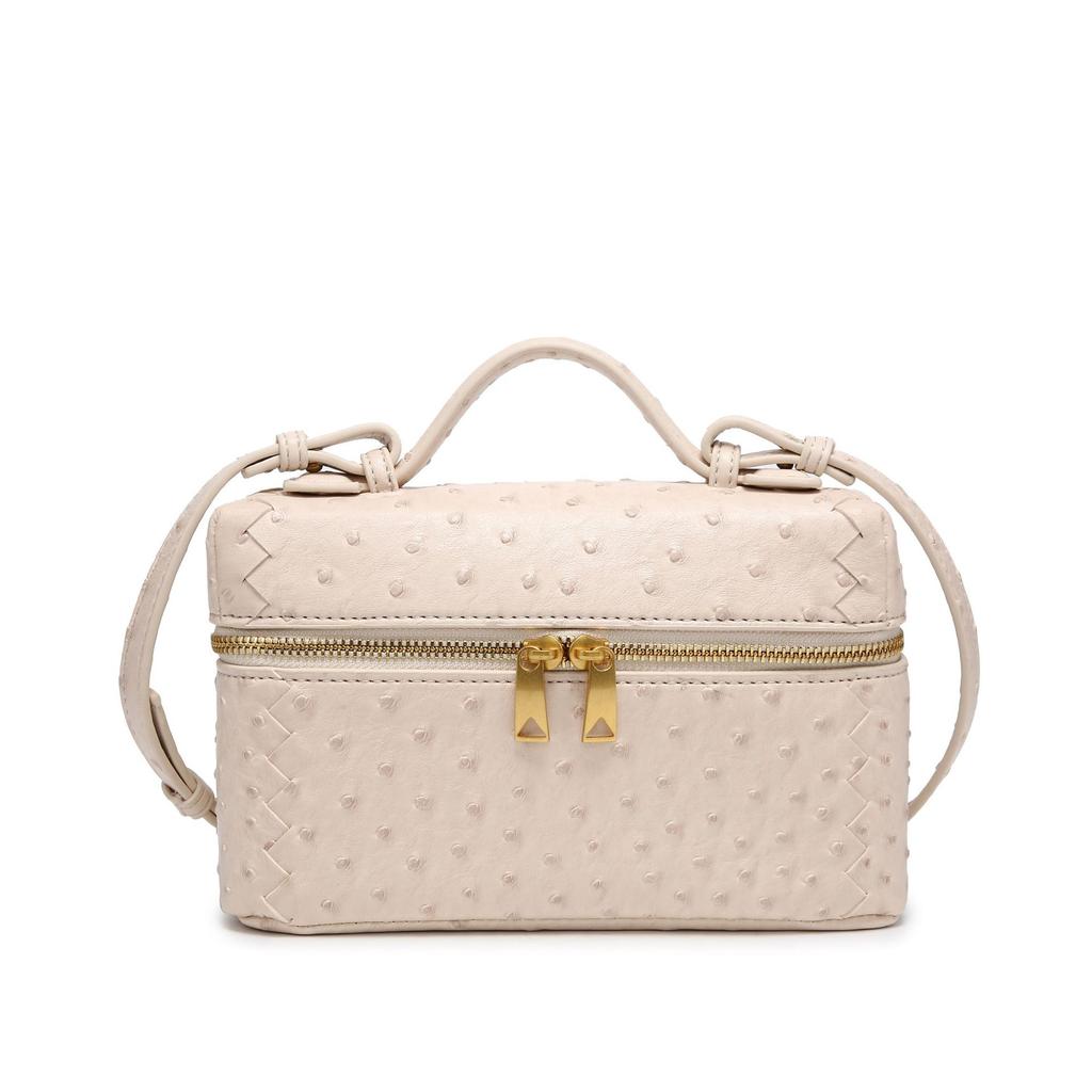 Ladies' Shoulder Bag, Woven Bag, Ostrich Patterned Lunch Box Bag, Versatile Shoulder Bag, Crossbody Box Bag, Hand-held Small Square Bag