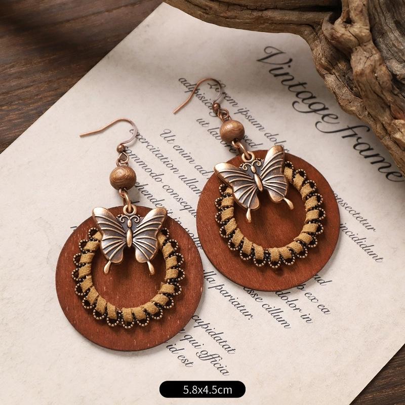 Vintage Ethnic Unique Brown Earrings for Women Bohemian Unusual Geometric Tassel Water Drop Earring Female Jewelry