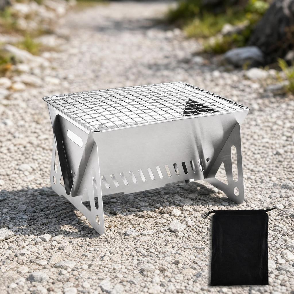Folding Camp Stove with Grilling Rack | Ventilated Side Panels for ventilation,