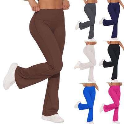 Women's Solid Color Breathable Brushed High Waisted Elastic Hip Lifting Casual Wide Leg Cropped Pants Running Fitness Yoga Leggings