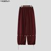 INCERUN Men Drawstring Elastic Waist Solid Color Casual Loose Long Harem Pants Trousers