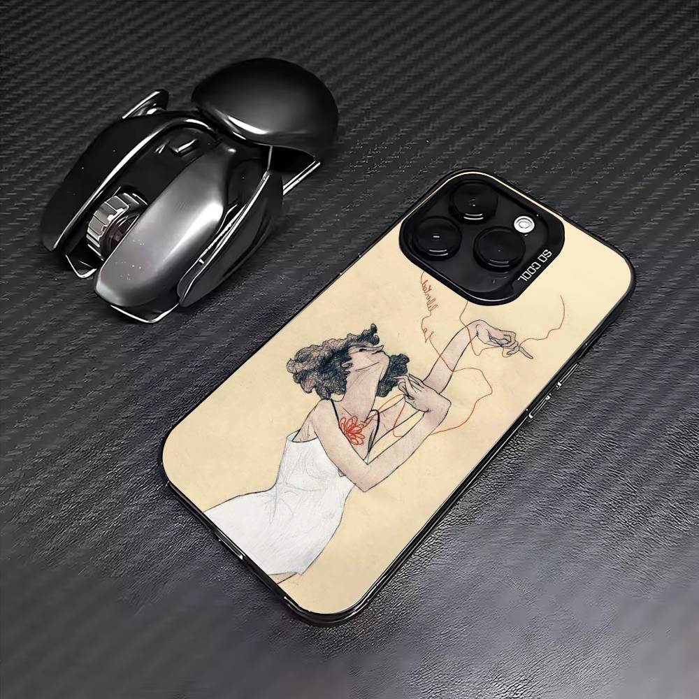 E-Egon S-Schiele Phone Case For iPhone 17, 16,15,14,13,12,11 Plus,Pro Max, Colorful Silver Funda Cover