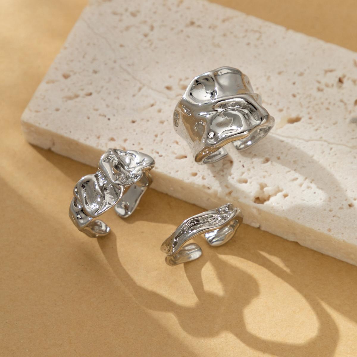 

модные ретро регулируемые геометрические кольца для женщин, трендовые персонализированные женские нерегулярные кольца, ювелирные изделия серебряный