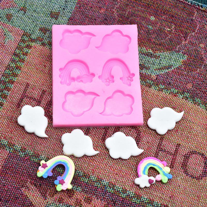 6 Cavity DIY Baking Clouds Rainbow Shape Cake Decorative Silicone Mold  Cake Chocolate Cookies Tool DIY Mold