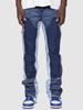 2024 Men's Fashion Elastic Denim Patch Layered Flared Overalls