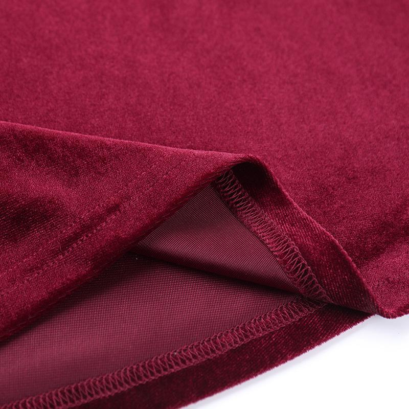 Fall Women's Fashion Sexy Temperament Velvet Pleated Waist Halter Dress