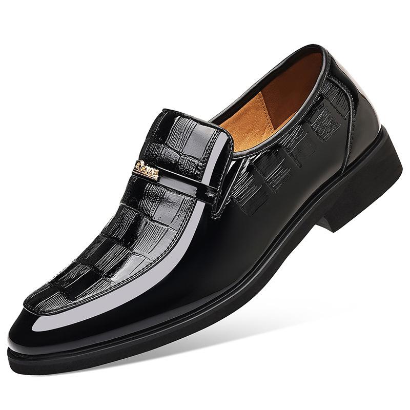 2026 Spring and Autumn New Men's Business Dress Leather Shoes Men's British Foot Cover Patent Leather Men's Shoes Wedding Shoes 1721