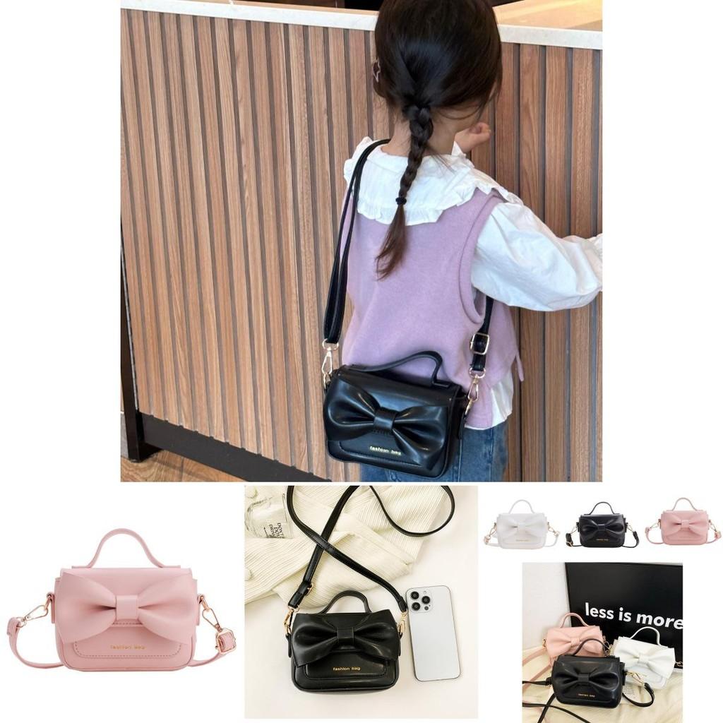 Modern Chic Children's Handbag In Pink White And Black With Adorable Bow Pattern