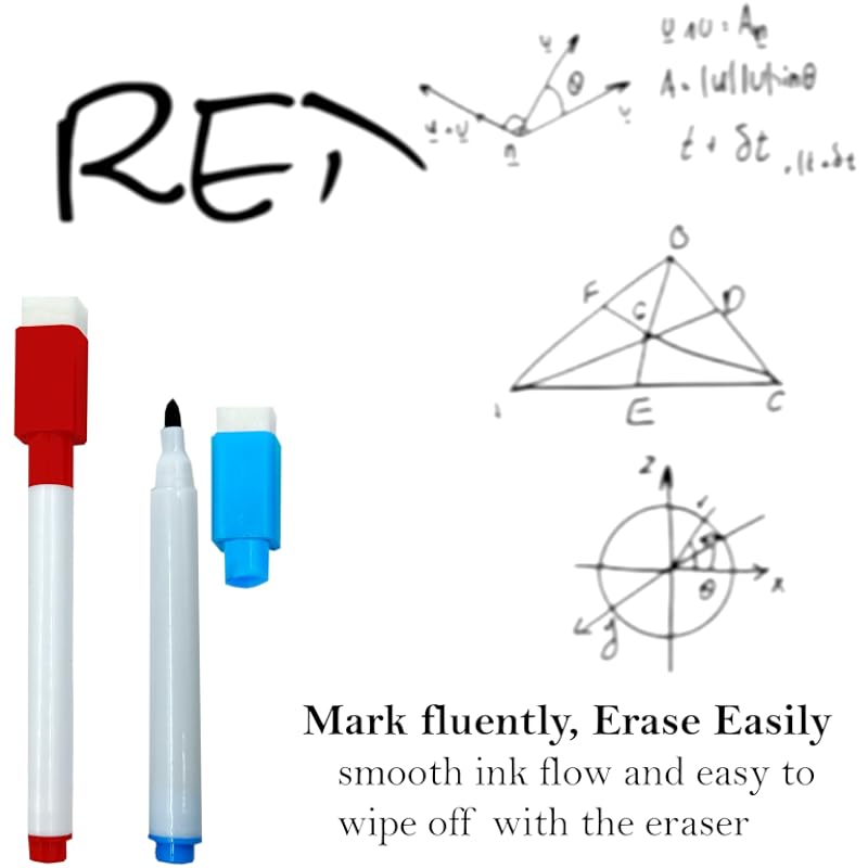 Eduway Dry Erase Whiteboard Marker Set Of 10 With Eraser Cap |Refillable Black Marker Pens |Easily Erasable Ink | Perfec