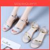 Sporty Flat Sandals For Women With Pu Material And Elevating Buckle For Summer Casual Wear