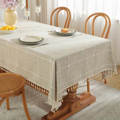 Modern Minimalist Plaid Stripe Linen Tablecloth Rectangular Dining Table Coffee Table Cover