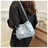 Trendy Ruched Faux Leather Bucket Bag for Women, Fashion Chain Shoulder Crossbody Hobo Purse, Casual Chic Handbag