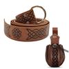 Medieval Embossed Waist Belt Bag Set for Men Women Vintage Knights Costume Circular Waistband Coin Purse Cosplay Decors