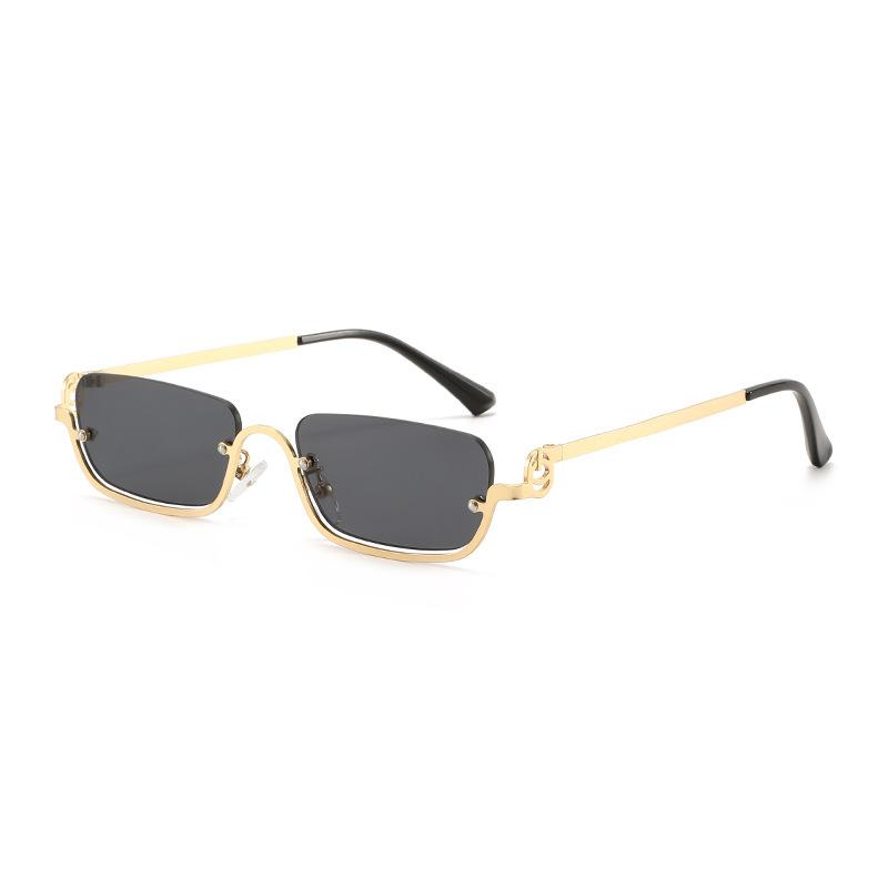 Half Frame Glasses Retro Polygonal Sunglasses Fashion Versatile Sunglasses Uv Protection Small Frame