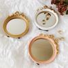 Miroir Rond Rétro avec Nœud Papillon Style Européen Miroirs Décoratifs en Anaglyphe Miroirs à Main de Style Baroque pour Femmes Décoration d'Intérieur