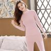 2 Teile/satz Winter Damen Thermo-Unterwäsche Set Mittelhoher Kragen Langarm Warm Dicker Plüsch Slim Fit Elastische Dame Kaltes Wetter Pyjama Set
