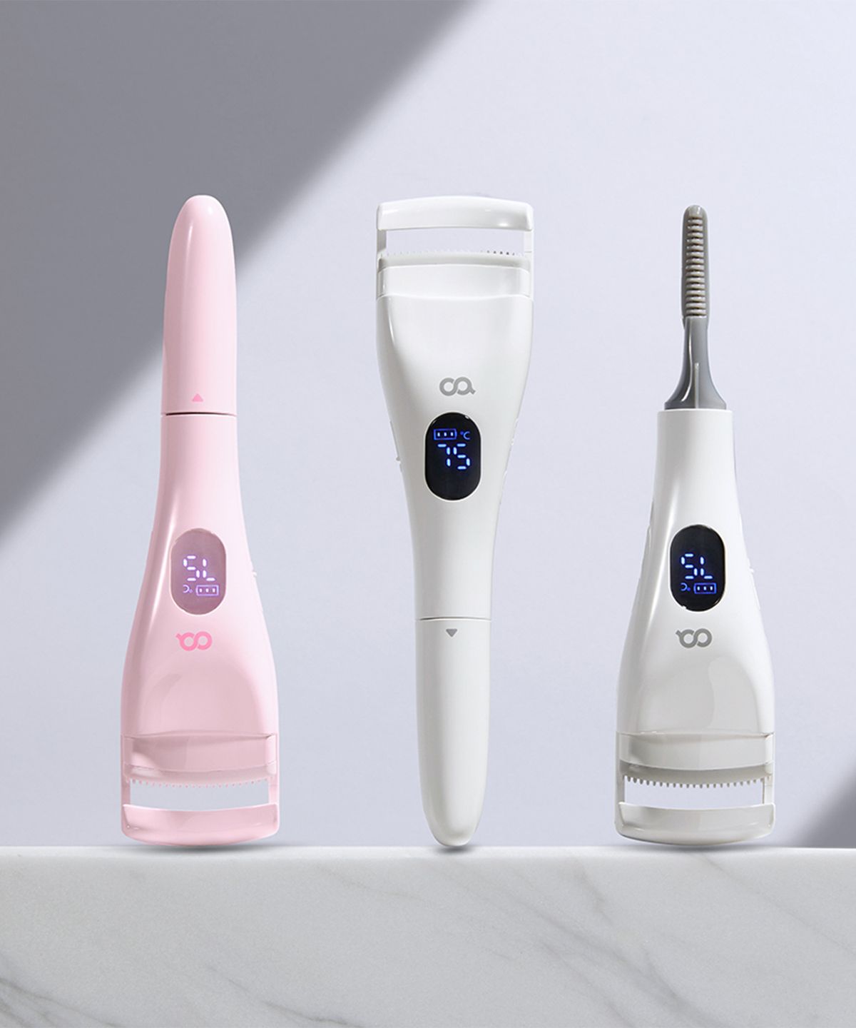 Dual heating eyelash curler white