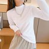 Women's Pure Cotton White Long Sleeve Slim Fit Base Layer Top for Autumn/Winter 2025
