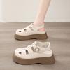 Fashion CRLAYDK Women's Leather Sandals Platform Closed Toe Ladies Beach Shoes Casual Walking Comfortable Dressy Buckle Slippers