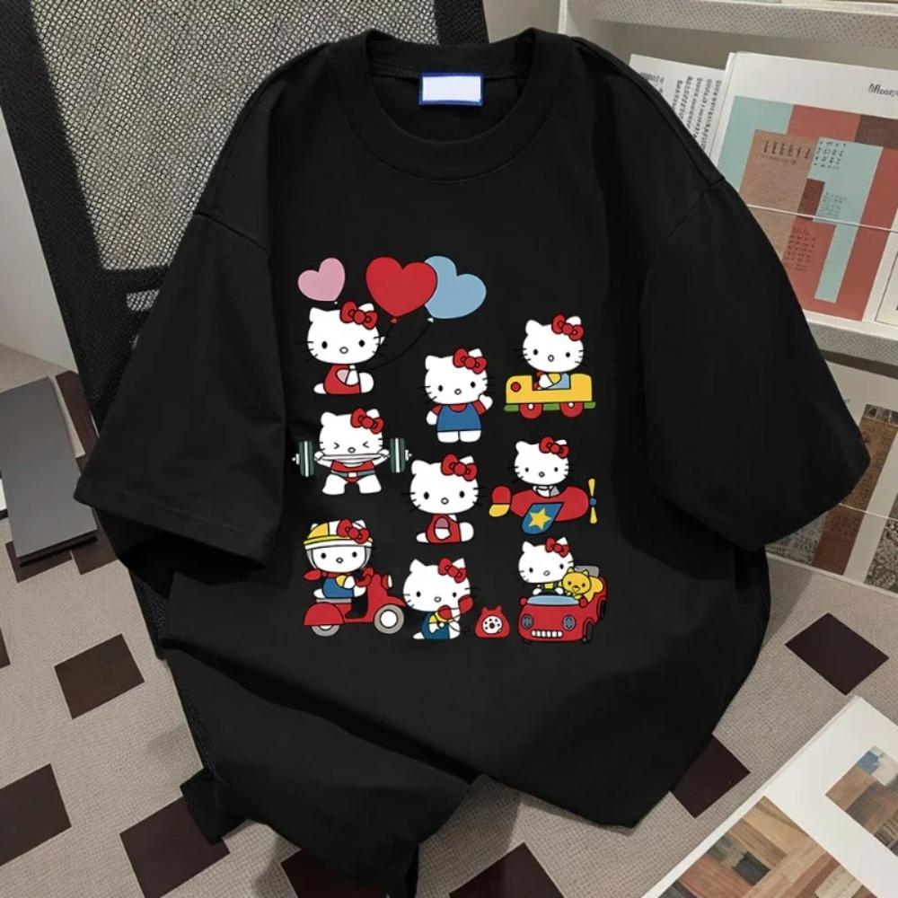 

Hello Kitty Kawaii Cotton T-shirt Sanrioed Anime Fashion Women s Top Summer Casual Street Personalized Sweet Girl Top T-shirt XXXXXL
