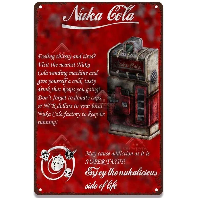 Nuka Cola Drink Posters Metal Sign - Ultimate Wall Decor for Pub Gaming Vibes, Retro Game-Themed Metal Art