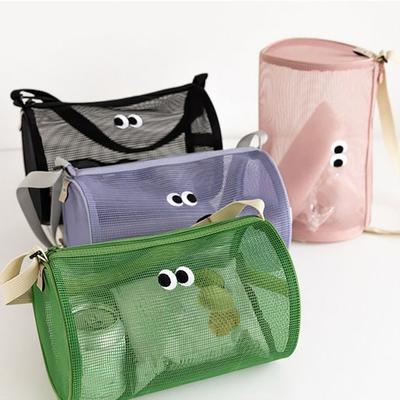 Candy Color Mesh Makeup Pouch Cute Big Eyes Cosmetic Zipper Bag Portable Makeup Case Makeup Bag Portable Toiletry Storage Bag