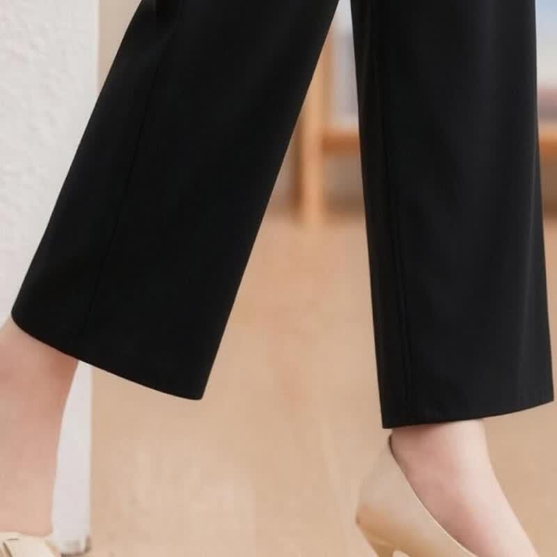 Haoyi Women's Summer Straight-Leg Casual Pants with Elastic Waist