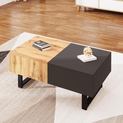 100x40x55 cm verschiebbarer Couchtisch, versteckte Aufbewahrung, Metallhalterung, flexibel, Wohnzimmer/Büro, einfache Installation, Holz/Anthrazit