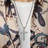 Christian Bible Cross Necklace Stainless Steel Big Pendant Men's Religious Prayer Jewelry Adjustable Chain Anti-Tarnish Durable