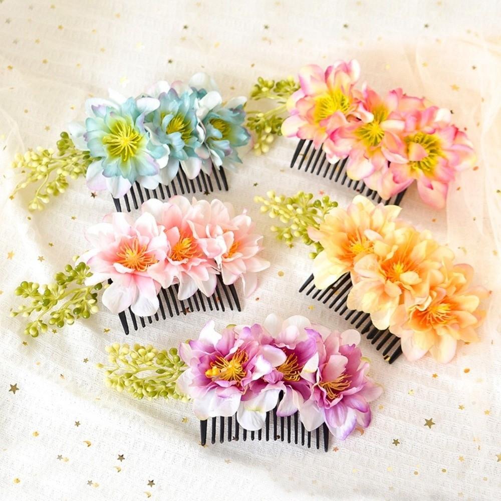 Simulated Flower Bridal Hairpin Cloth Hair Accessories Temperament Thai Hair Comb  Wedding