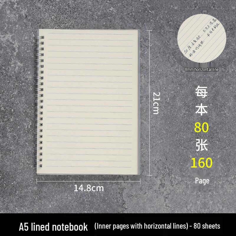 Creative Transparent Spiral Notebook - A6, A5, B5 Grid, Lined, Blank, Cornell Layouts