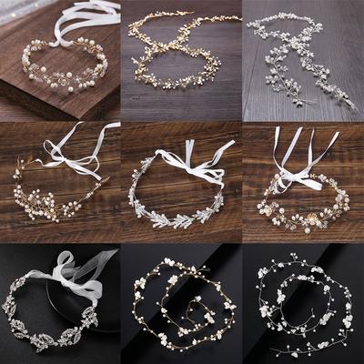 Jewelry Crown Headpiece Pearl Leaf Bride Crystal Headband Bridal Hair Vine Wedding Hair Accessories
