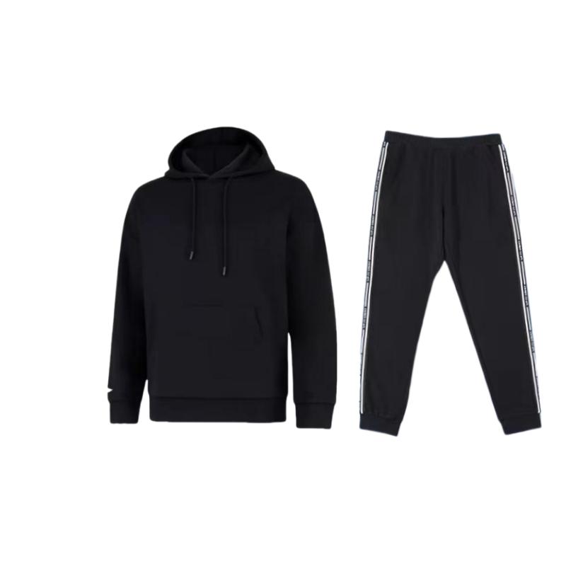 Li-Ning Comfortable Hooded Sweatshirt Breathable Cuffed Warm Long Pants Casual Sports Suit Unisex sweatshirt, pants AWDUD09-1+YKLU333-1