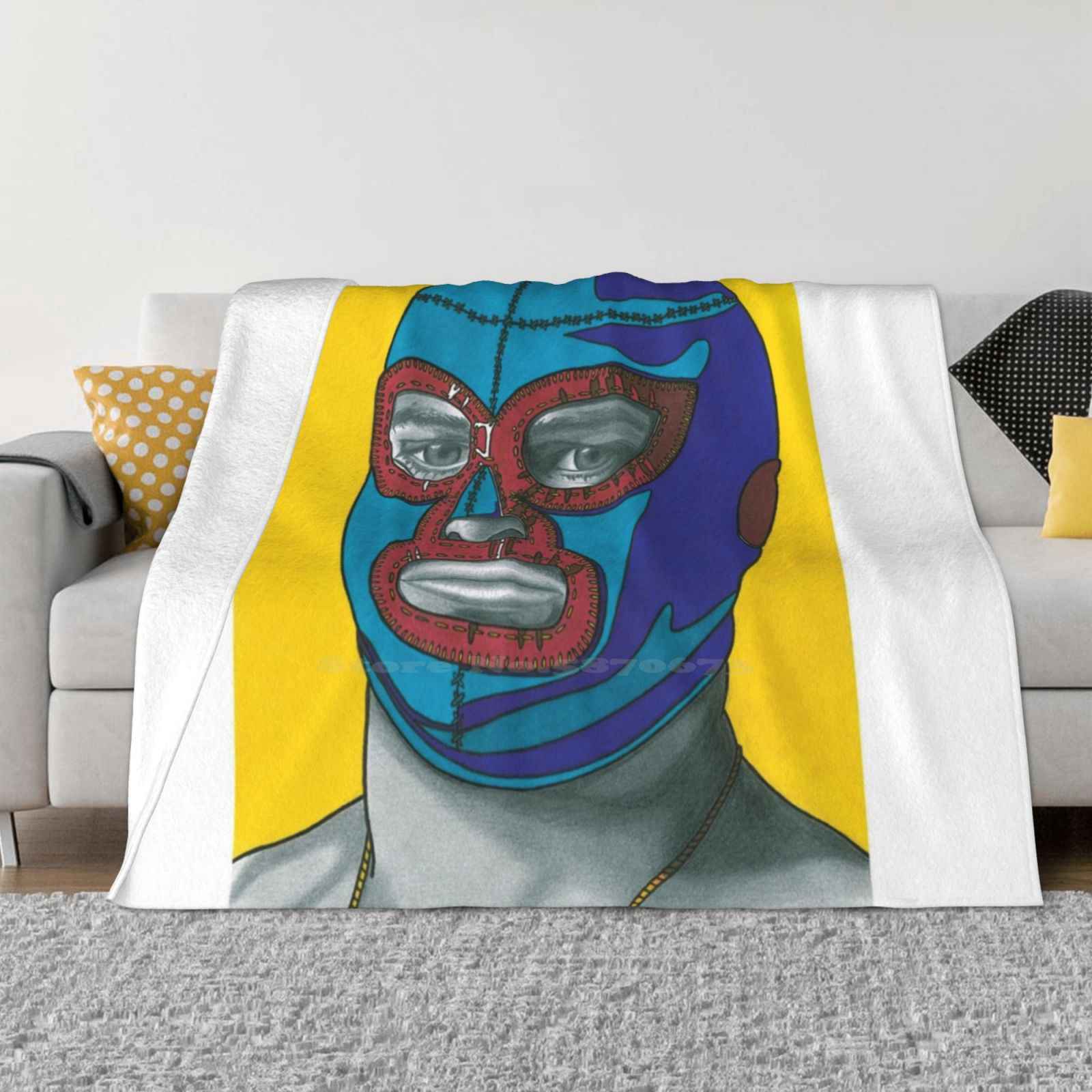 Nacho Fashion Soft Warm Flannel Blanket Nacho Libre Stretchy Pants Luchador Masked Graphite Colorful Realism Trippy 30x40in