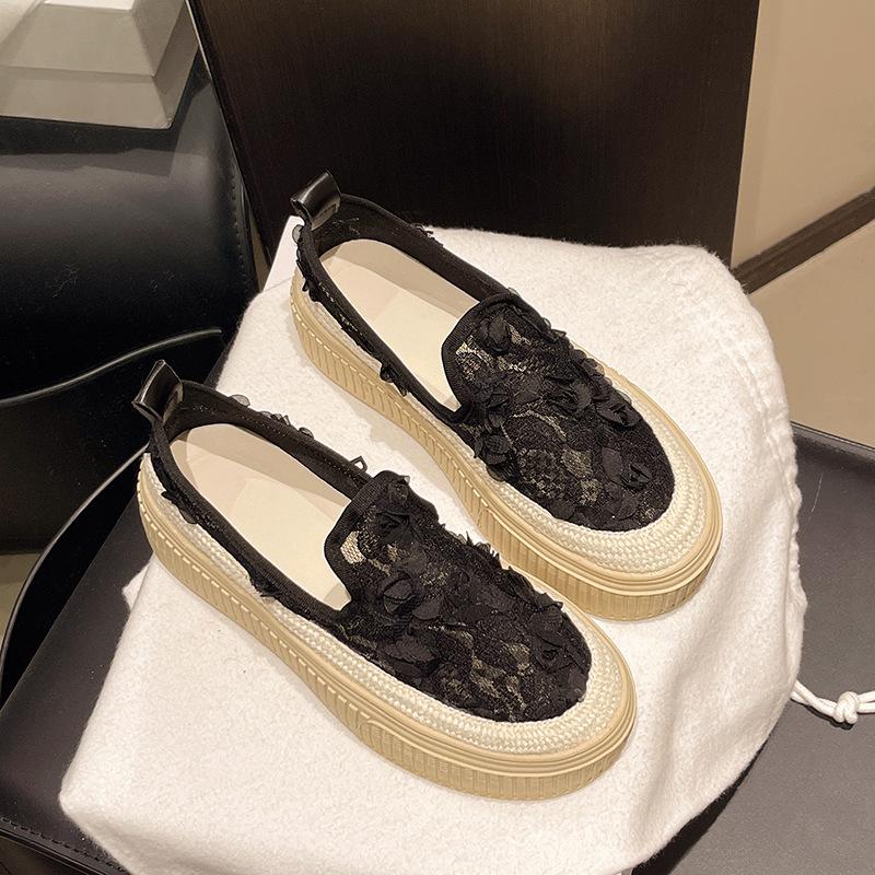 Thick-soled Mesh Breathable Single Shoes Women's 2025 Spring and Summer New Fairy Wind Fisherman Shoes One Pedal Lazy Shoes Loafers