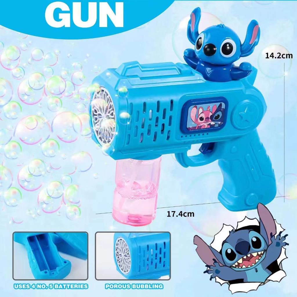 New Hot Stitch Electric Bubble Gun Toy Bubbles Machine Automatic Soap Blower With Light Outdoor Game Boys And Girls Gift